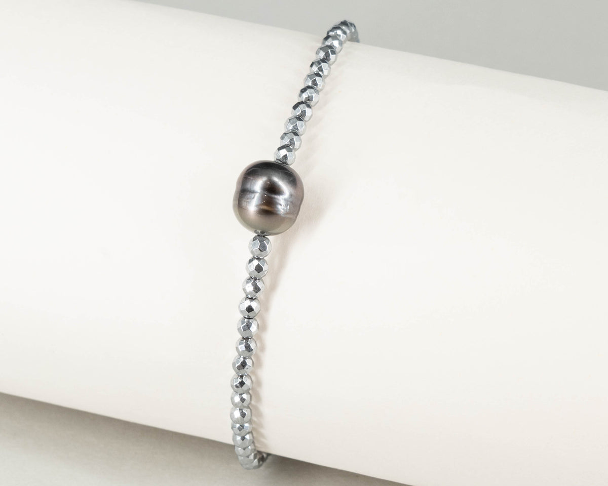 Armband "Venice" mit Hämatit und Tahitiperle