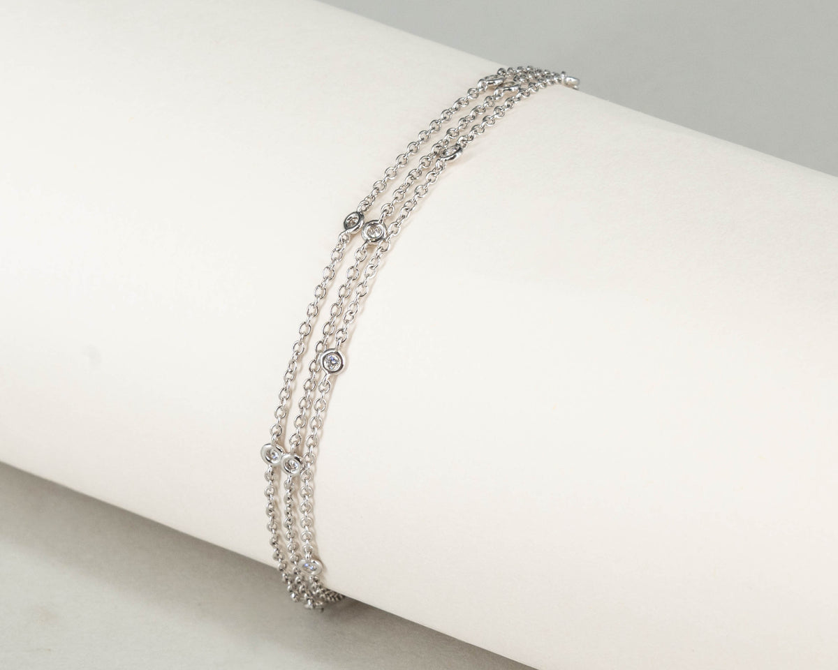 3-reihiges Armband in 18 kt Weißgold mit Brillanten