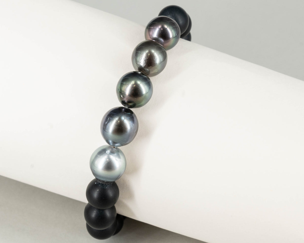 Armband "Venice" mit Onyx und Tahitiperlen