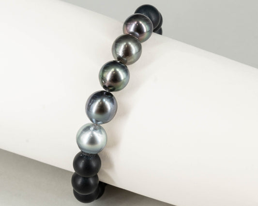 Armband "Venice" mit Onyx und Tahitiperlen