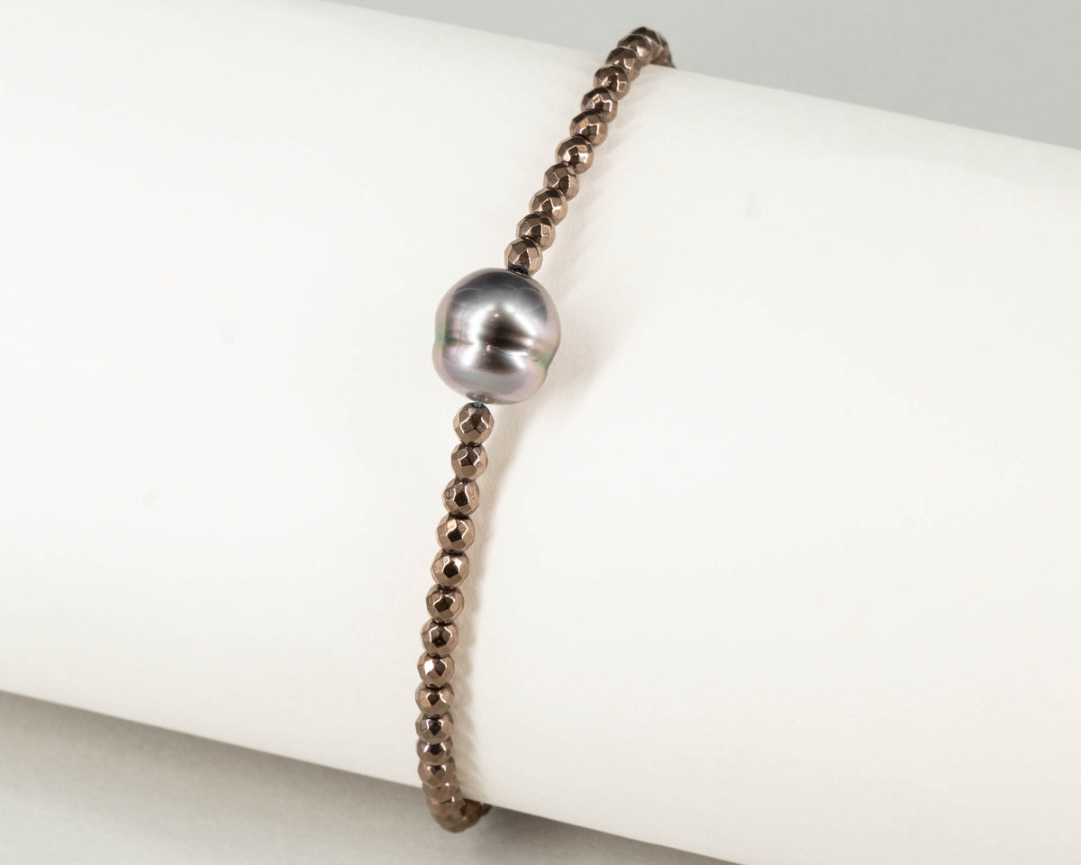 Armband "Venice" mit Hämatit und Tahitiperle